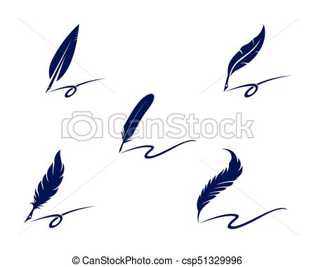 450x380 Feather Pen Logo Template Vector Illustration