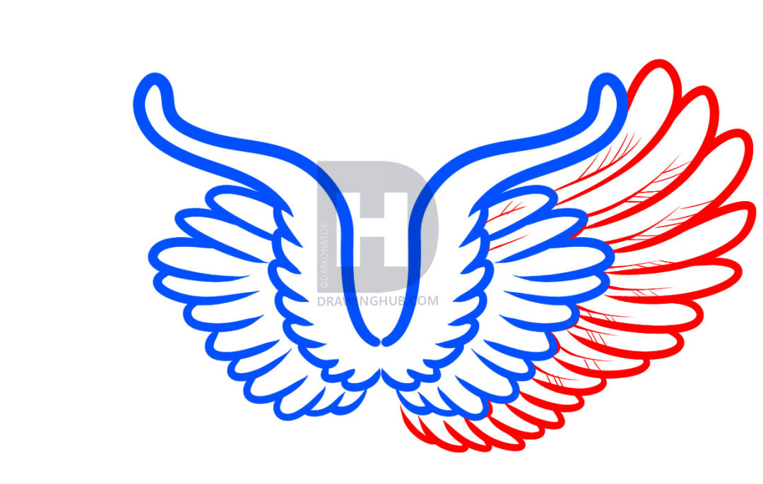 1080x686 How To Draw Cartoon Wings, Step