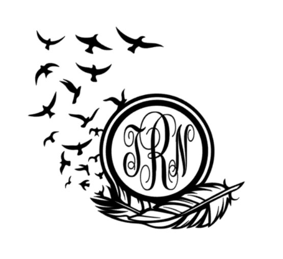 555x507 Feather Bird Monogram Vinyl Decal Custom Car Decal Etsy
