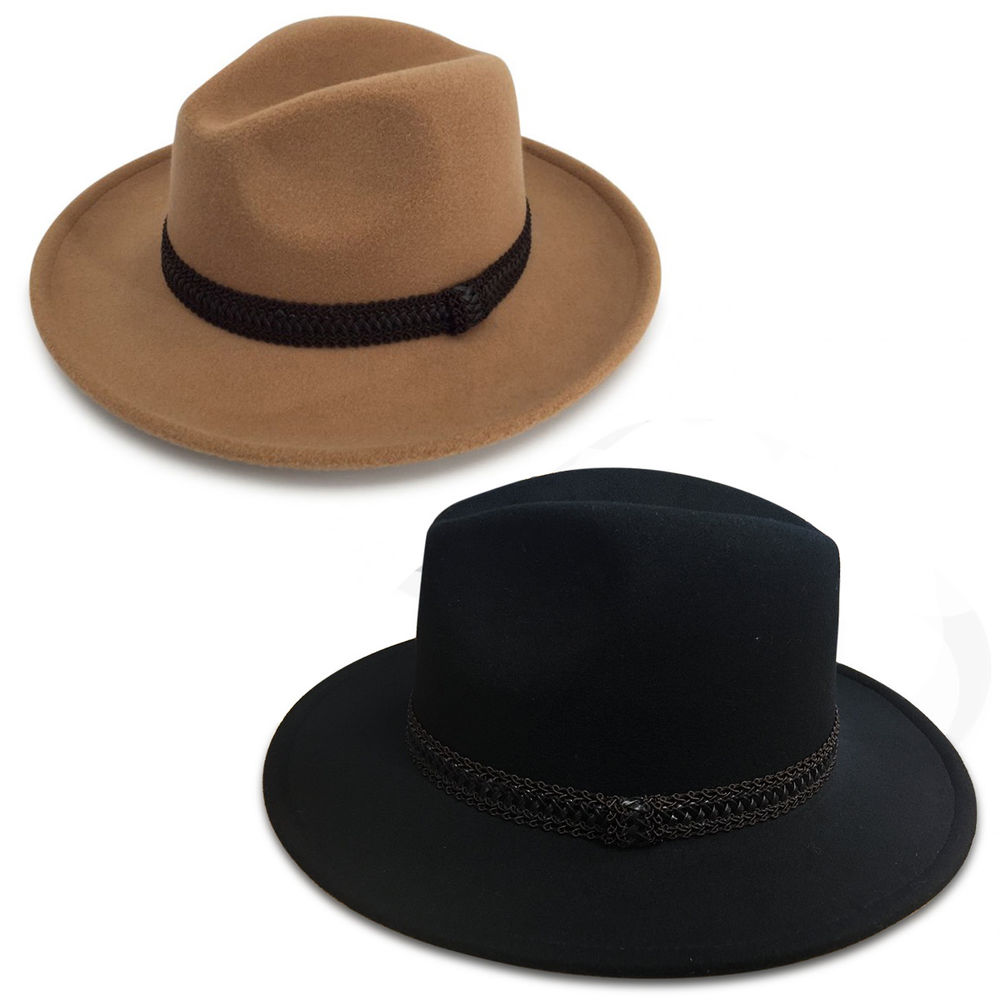 1000x1000 Men's Women's Wide Brim Fedora Felt Monae Hat With A Band