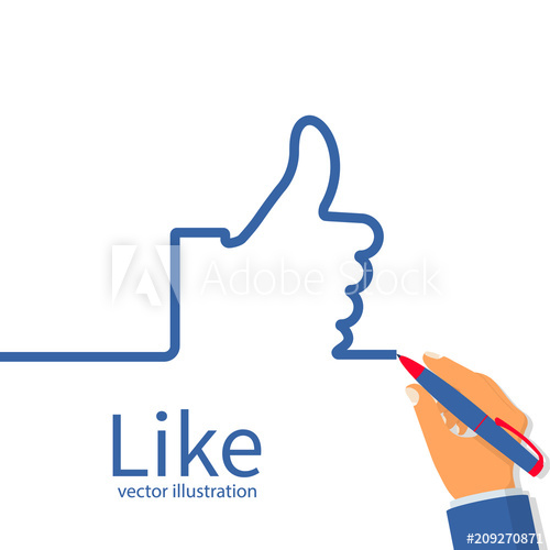 500x500 Man Drawing Like Vector Illustration Flat Design Style Thumb Up