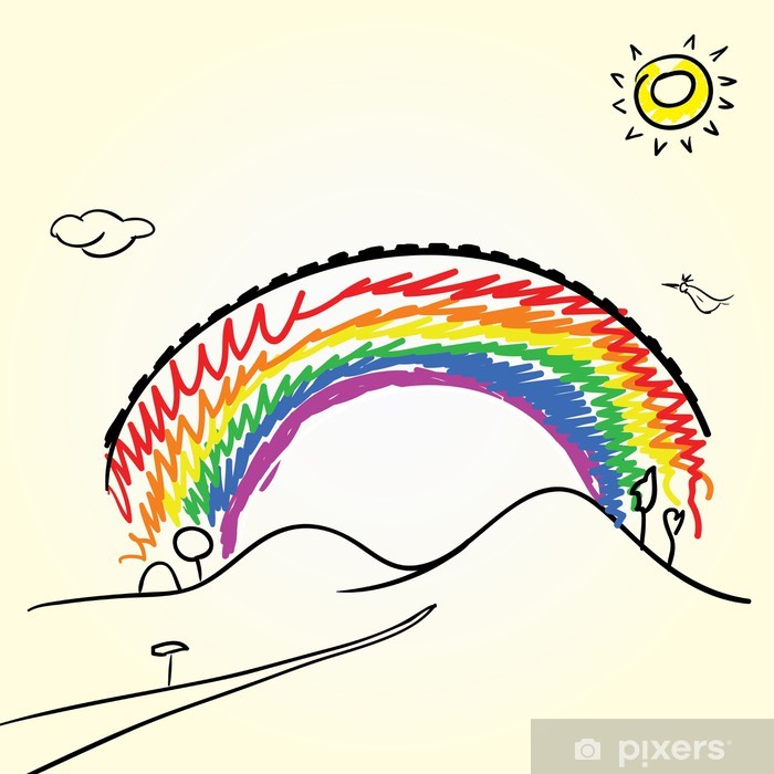 700x700 Rainbow Drawing Wall Mural We Live To Change