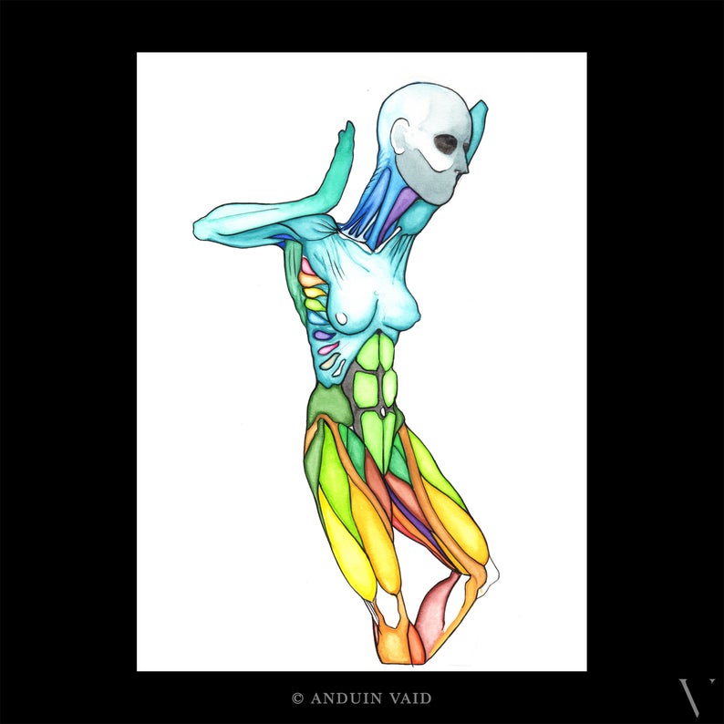 794x794 Hearing Original Colorful Watercolor Drawing Sketch Female Etsy