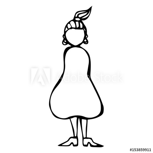 500x500 Caricature Pear Or Triangle Female Body Shape Sketch Hand Drawn