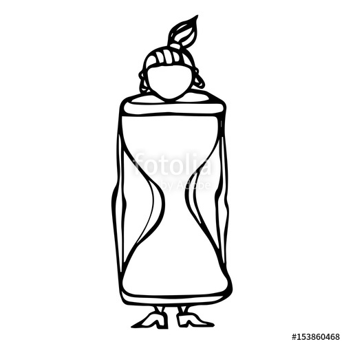 500x500 Caricature Hourglass Female Body Shape Sketch Hand Drawn Vector