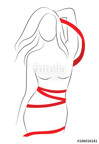 346x500 Female Figure Outline Of Young Girl Stylized Slender Body