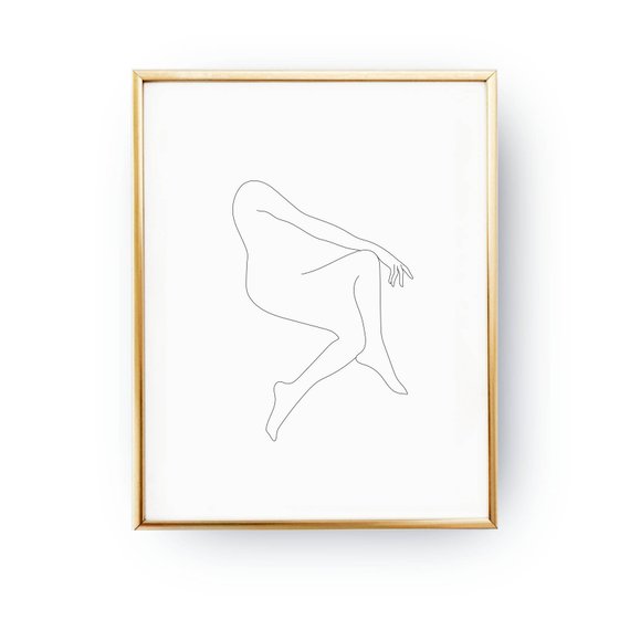 570x570 Feminine Posture Print Woman Silhouette Minimalist Female Etsy