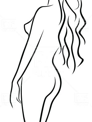 300x400 Outline Of People Female Body Half Turn Back Outline Vector Image