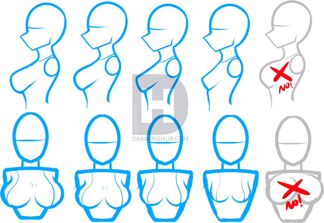 1044x720 How To Draw An Anime Girl Body, Step