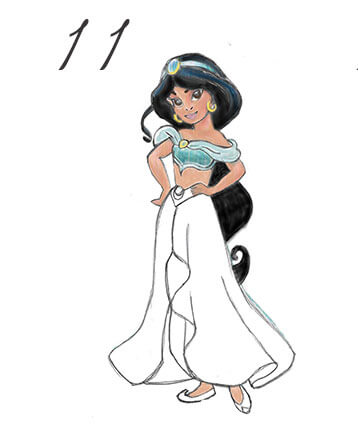 358x434 Princess Jasmine Drawing Tutorial Step