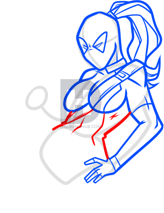 556x720 How To Draw Female Deadpool, Step