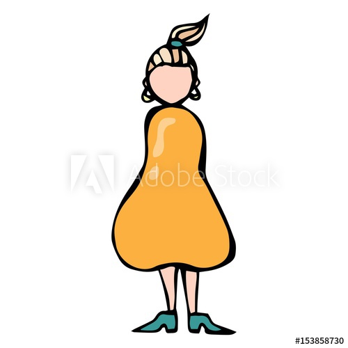500x500 Caricature Pear Or Triangle Female Body Shape Sketch Hand Drawn
