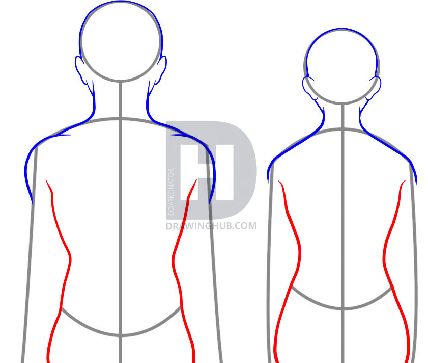841x712 How To Draw A Back, Step