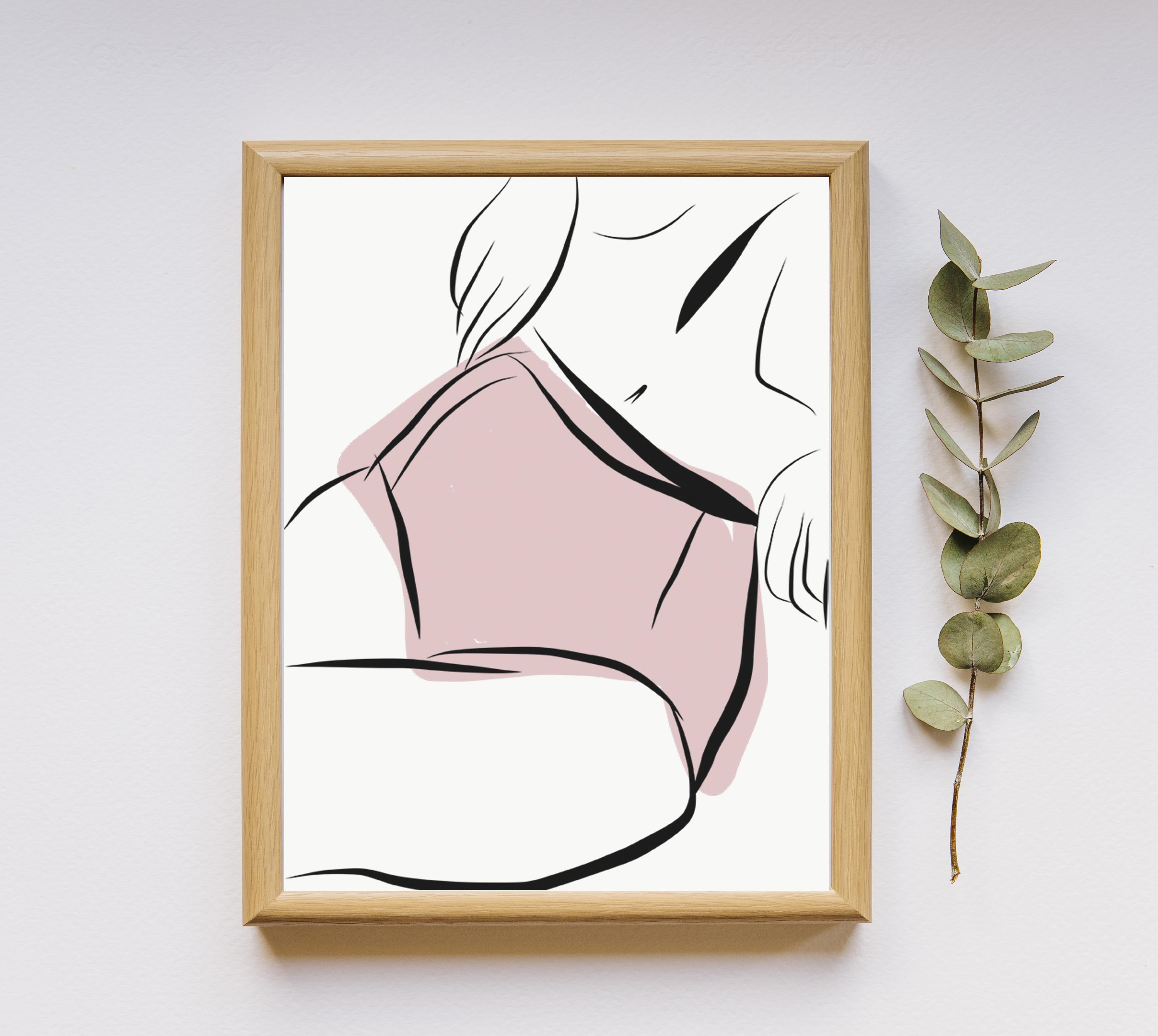 3000x2684 Lingerie Sketch Female Body Wall Art Printable Sketch Etsy