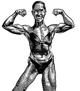 282x320 female body builder scraperboard drawing of a female