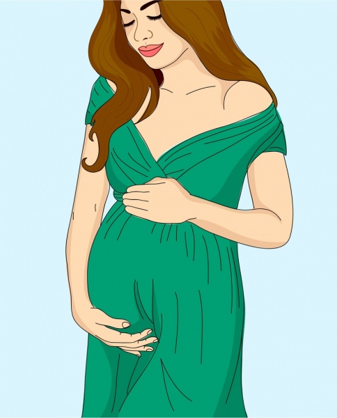 484x600 Pregnant Woman Drawing Colored Cartoon Design Free Vector In Adobe