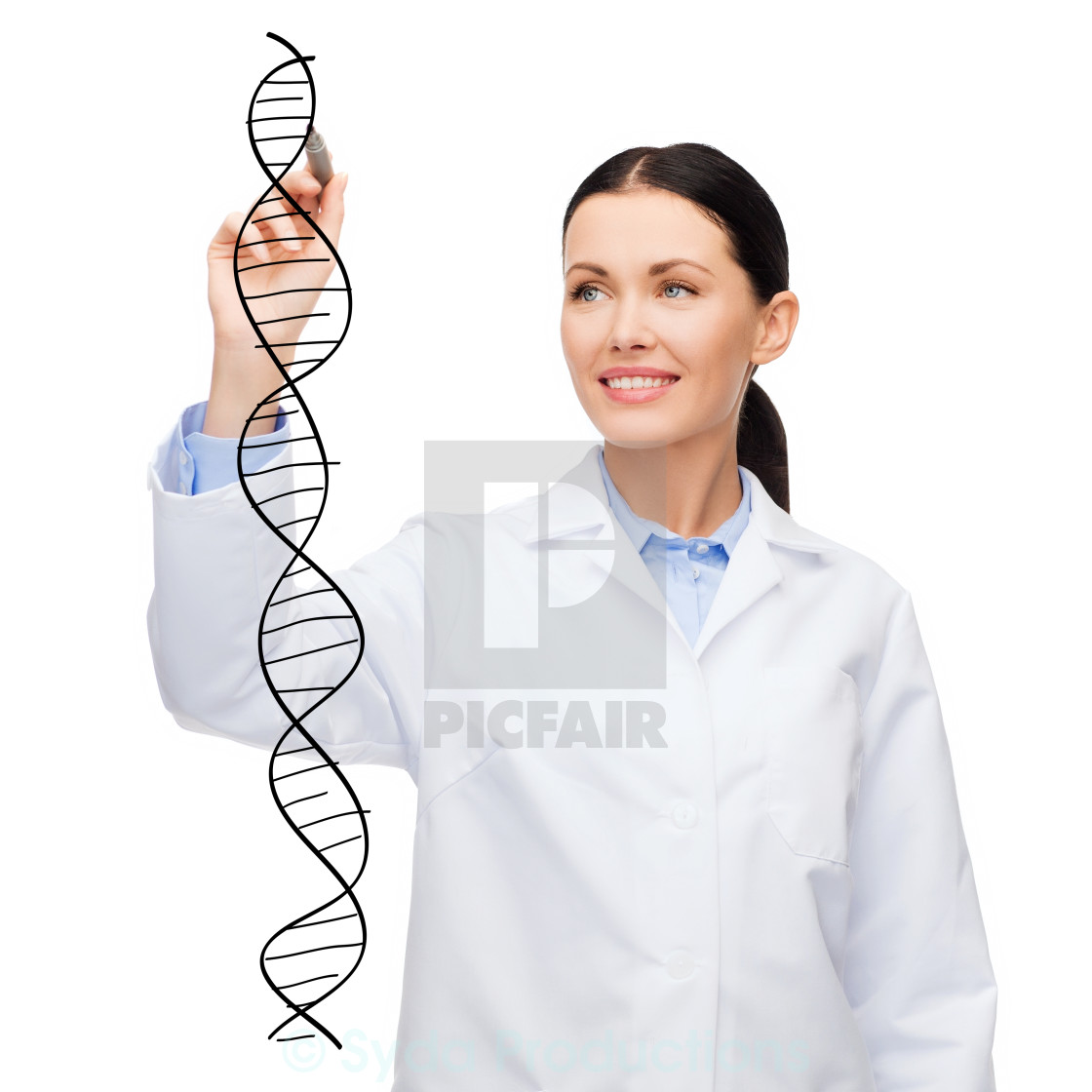 1120x1120 Female Doctor Drawing Dna Molecule In The Air