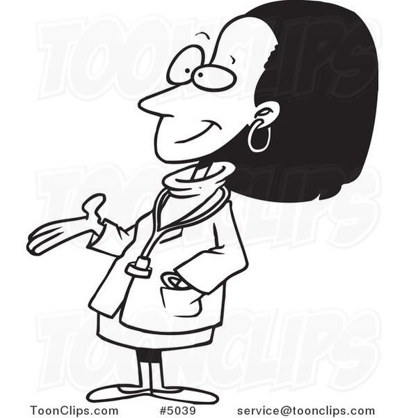 581x600 Cartoon Black And White Line Drawing Of A Black Female Doctor
