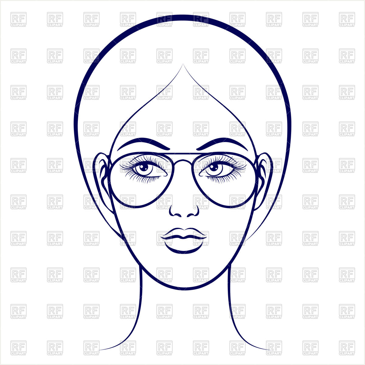 1200x1200 Balpoint Drawing Female Face With Glasses Vector Image Of People