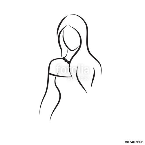 500x500 Fashion Model Sketch Silhouette Of Beautiful Woman With Long Hair