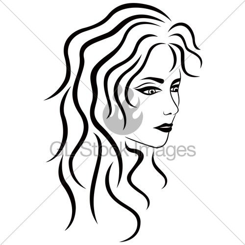 500x500 Abstract Female Portrait Half Turn Outline Gl Stock Images