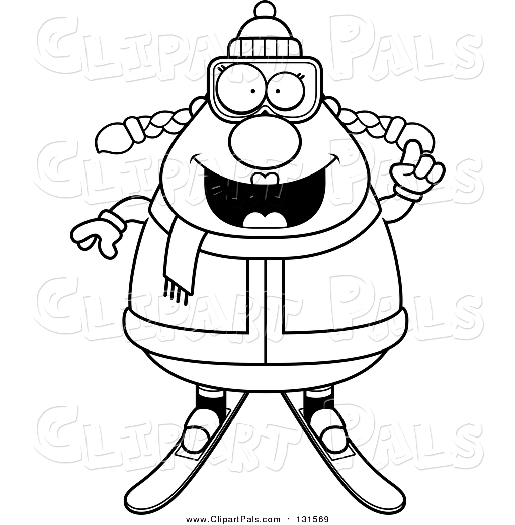 1024x1044 pal clipart of a smiling chubby female snow skier