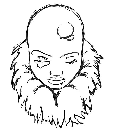 458x550 Bald Female Outline Drawing Photographic Prints