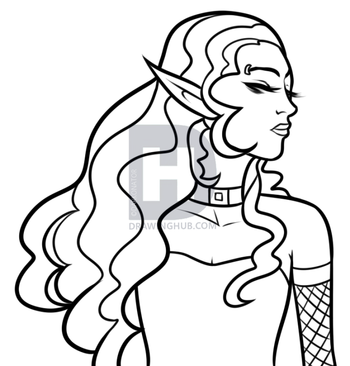 690x720 Drawing A Gothic Elf, Step