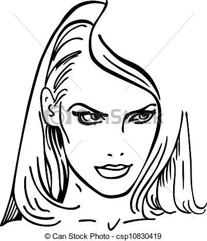 403x470 Female Face Drawing Clipart