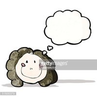200x200 Child's Drawing Of A Happy Female Face With Thought Bubble Stock