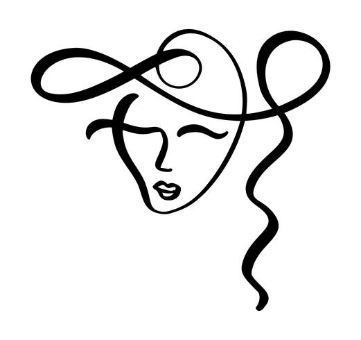 521x490 Continuous Line, Drawing Of Woman Face, Fashion Minimalist Concept