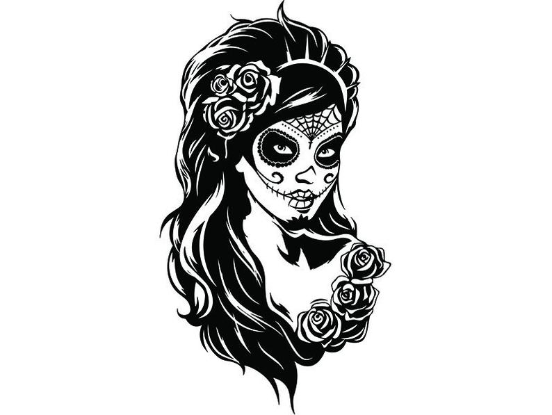 794x597 Dawn Of The Dead Female Face Flower Gangster Tattoo Art Etsy