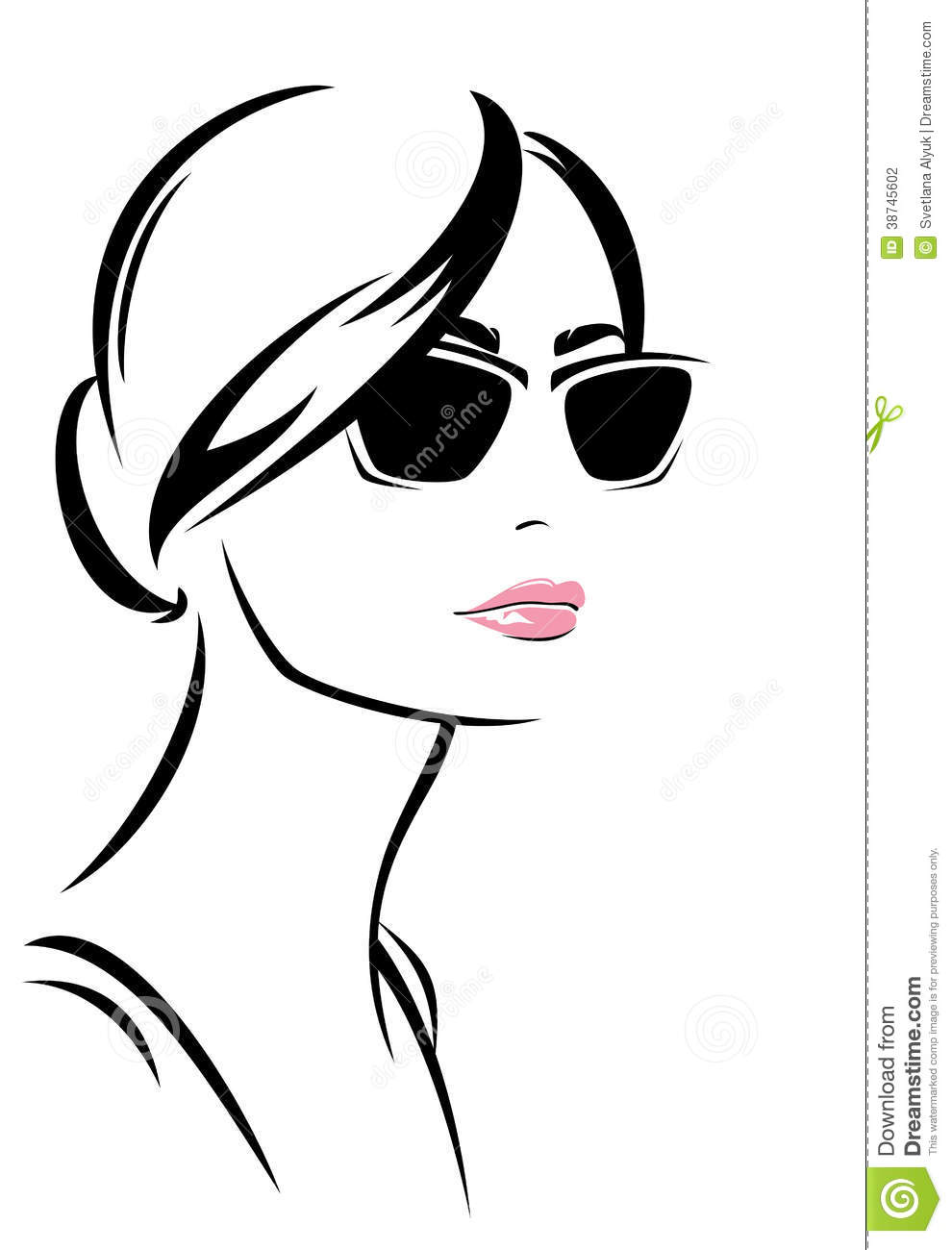 990x1300 Women's Face Silhouette Outline Clipart