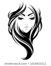 220x280 illustration of women long hair style icon, logo women face