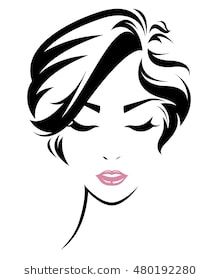 220x280 women short hair style icon, logo women face on white background