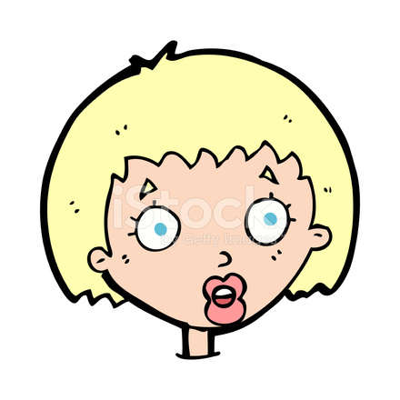440x440 Cartoon Surprised Female Face Stock Vector