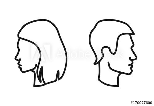 500x343 Vector Isolated Man And Woman Heads In Profile Outline Icon