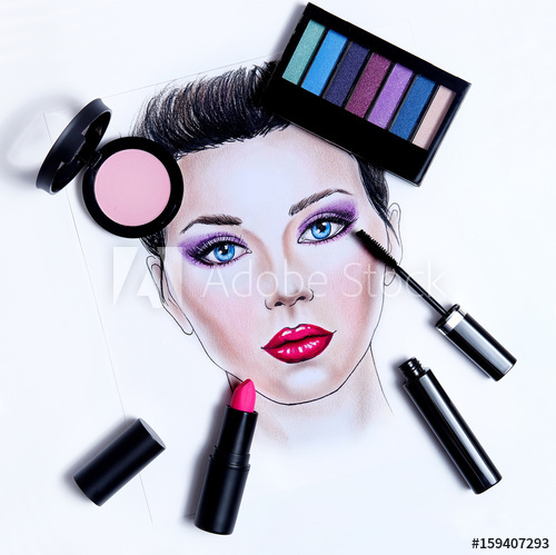 500x499 Fashion Face Chart Woman Makeup Template Drawing Beauty