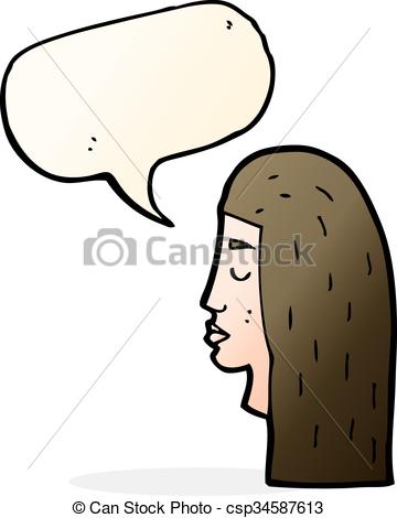 360x470 Cartoon Female Face Profile With Speech Bubble Vector Clip Art