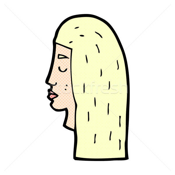 600x600 Comic Cartoon Female Face Profile Vector Illustration