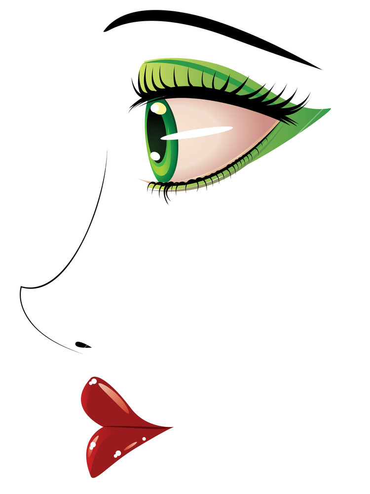 750x1000 Beauty Female Face With Green Eyes In Profile View Royalty Free