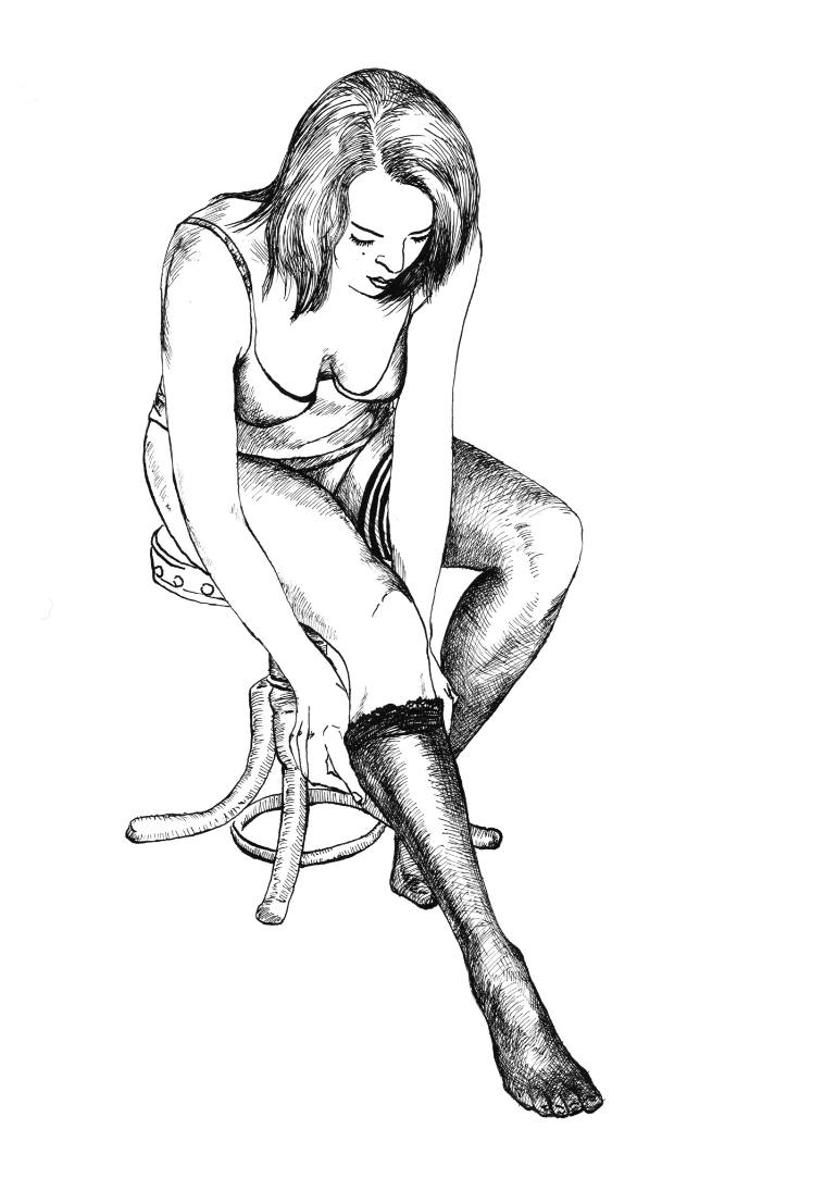 770x1095 Woman With Black Stockings Drawing