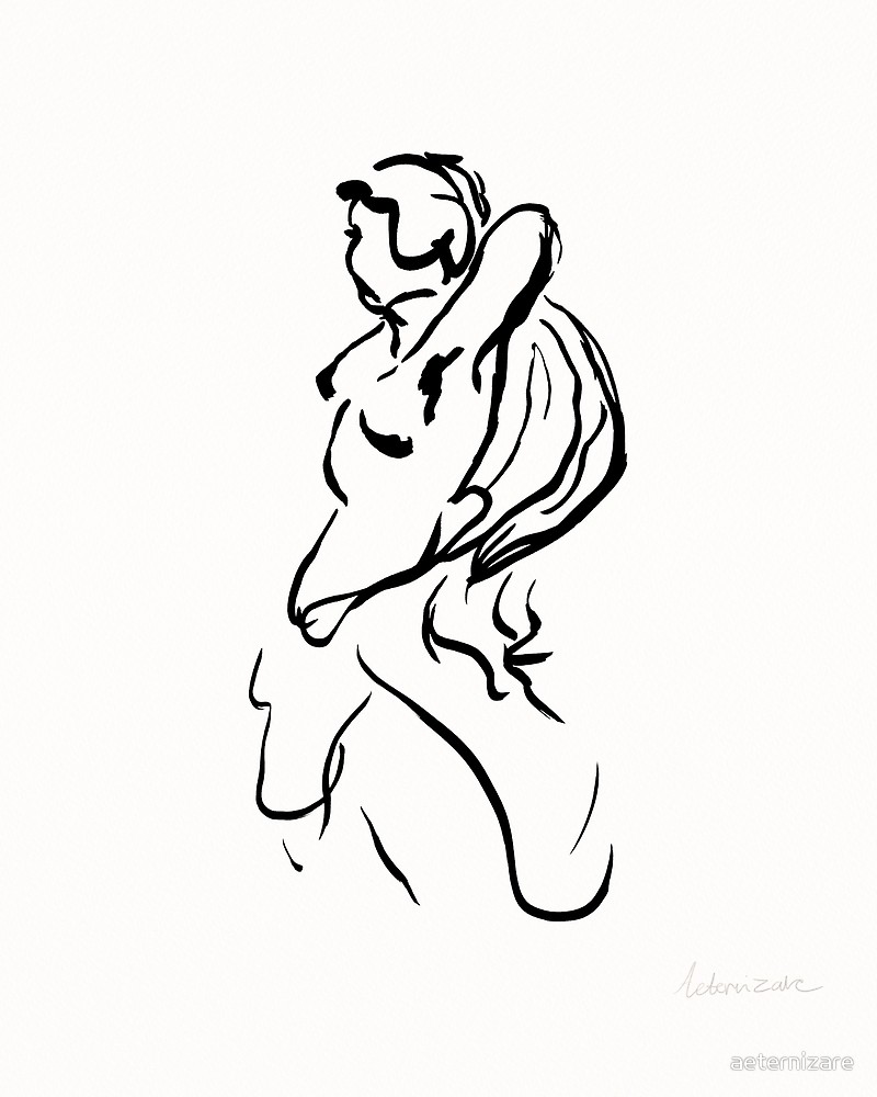 800x1000 Female Form Ink Brush Drawing