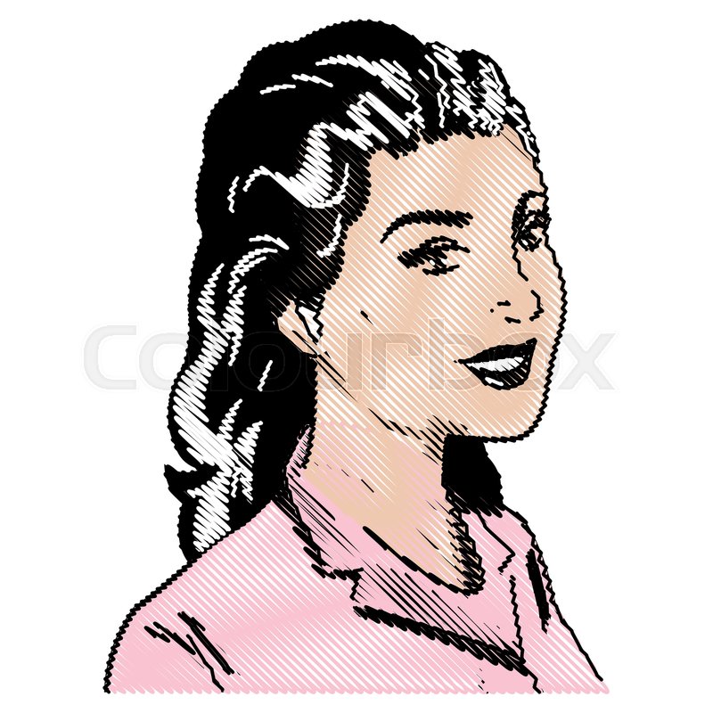 800x800 Drawing Woman Pink Dress Pop Art Stock Vector Colourbox