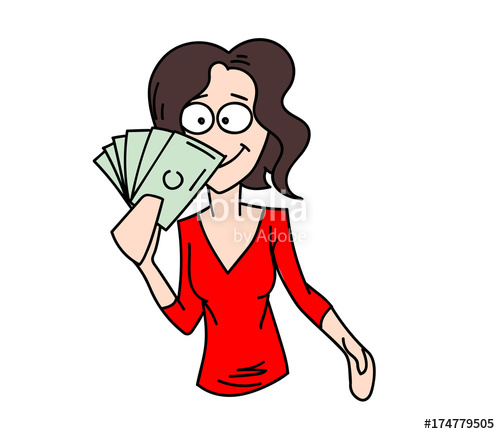500x434 Woman Holding On To Money Cartoon Hand Drawn Image Original