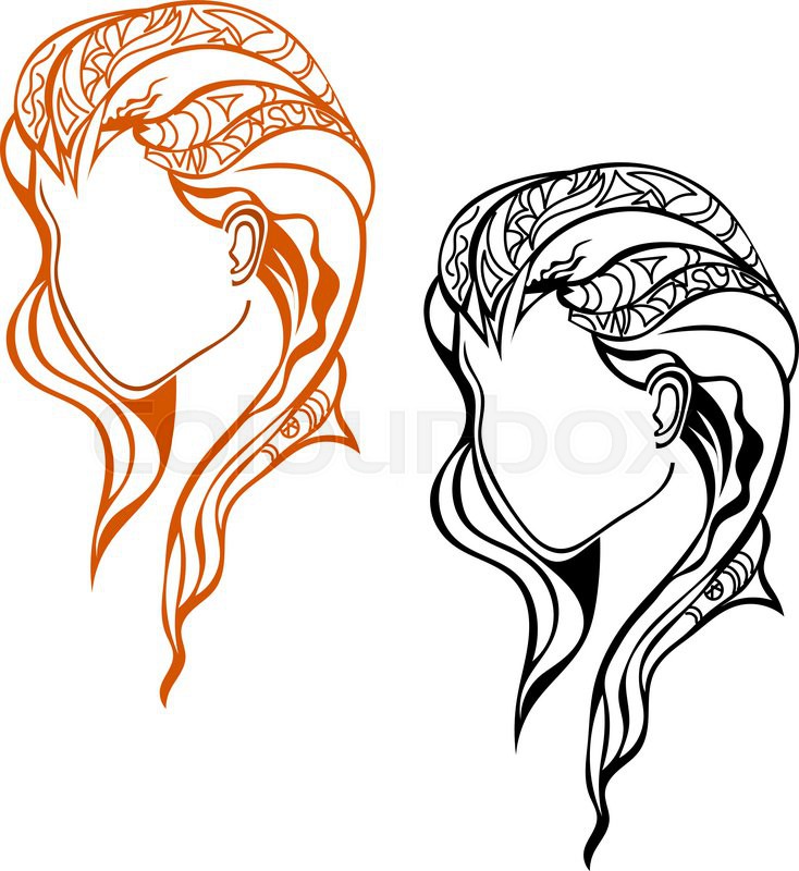 734x800 Two Female Head Profile Isolated Stock Vector Colourbox