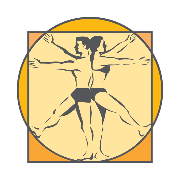 630x630 Da Vinci Male Female Side Arms Legs Line Drawing Retro