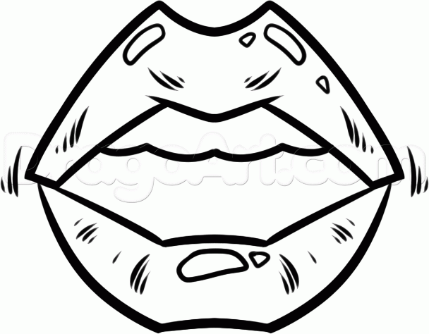 608x474 How To Draw Graffiti Lips, Step