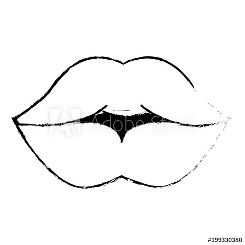 500x500 Female Lips Mouth Sensual Image Vector Illustration Sketch