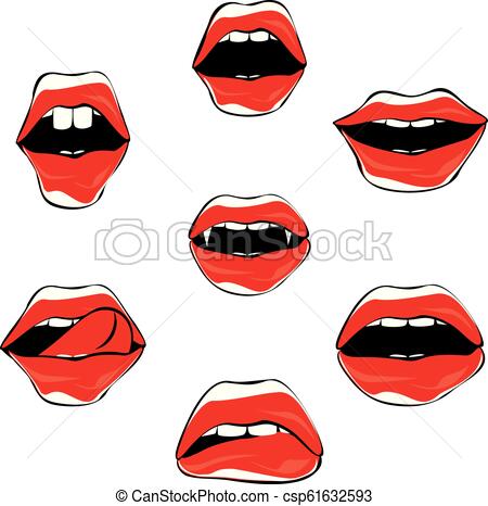 450x466 Female Lip Gestures Set Fashion Women Lips In Different